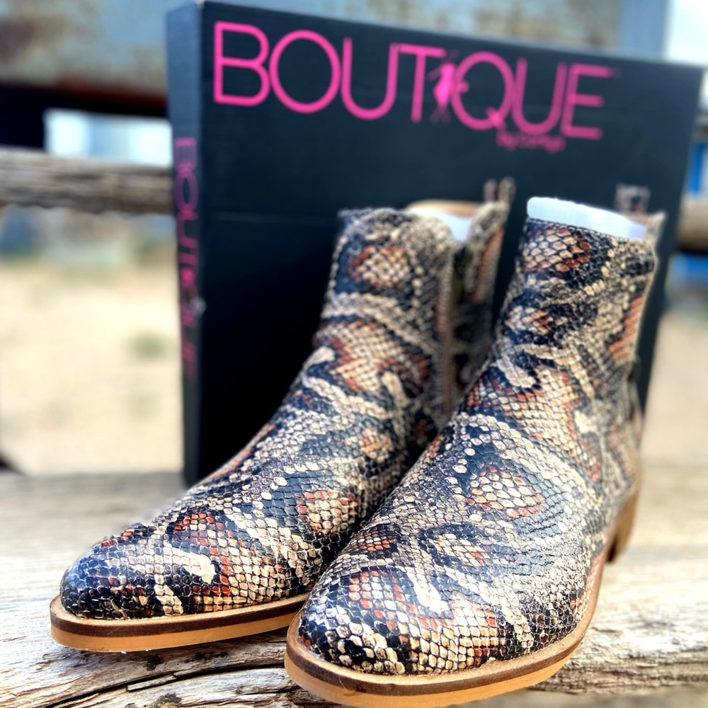 Faux Snakeskin Ankle Boots